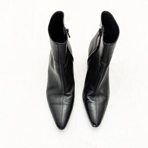 Vince Lanika Black Leather Pointy Toe Boot Block Heel Size 9.5